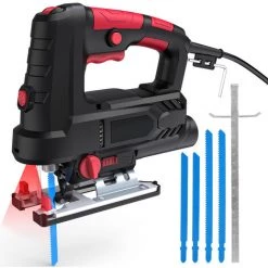 METERK Scie Sauteuse 800 W 6 Scie Sauteuse à Vitesse Variable Avec Clé De Règle De Guide De Lames De Scie