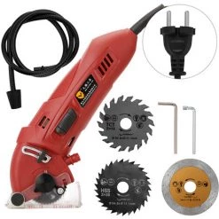 SUPERSELLER Scie Circulaire 400 W Multifonctionnel Mini électrique Scie Circulaire Kit Machine De Découpe Ensemble Bricolage Lames Guide Règle Outil De Travail Du Bois, Prise UE - Prise UE