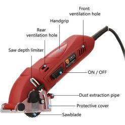 SUPERSELLER Scie Circulaire 400 W Multifonctionnel Mini électrique Scie Circulaire Kit Machine De Découpe Ensemble Bricolage Lames Guide Règle Outil De Travail Du Bois, Prise UE - Prise UE -Scie électrique portative Soldes 50462500 3