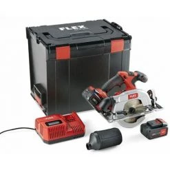 FLEX Ensemble De Scie Circulaire à La Batterie CS 62 18.0-CE | Batterie 2x 5.0AH | Chargeur CA 10.8 / 18.0 | Cas De Transport