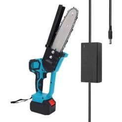 SUPERSELLER Scie à Chaîne électroportative Plaque De Guidage Portable De 8 Pouces Scie D'élagage électrique Petite Tronçonneuse à Fendre Le Bois Outil De Travail Du Bois à Une Main Pour Jardin Verger, Prise UE