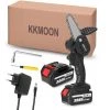 Scie à Chaîne électroportative KKmoon 21V 4 Pouces Scie à élaguer électrique Portable 388VF Petit Moteur De Brosse De Tronçonneuse à Fendre Le Bois Outil De Travail Du Bois à Une Main Pour Jardin Verger, Prise EU 2 Grosses Batteries - Prise EU 2 Grosses B