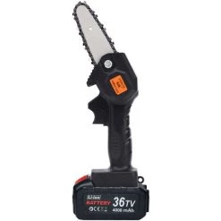 SUPERSELLER Scie à Chaîne électroportative 4-In Mini Tronçonneuse Scie D'élagage Sans Fil 2Pack 4.0A Scie électrique Portable Rechargeable Scie D'élagage Légère à Une Main Tronçonneuse Pour La Coupe De Branche D'arbre De Jardin, Prise UE 2 Pack Batterie