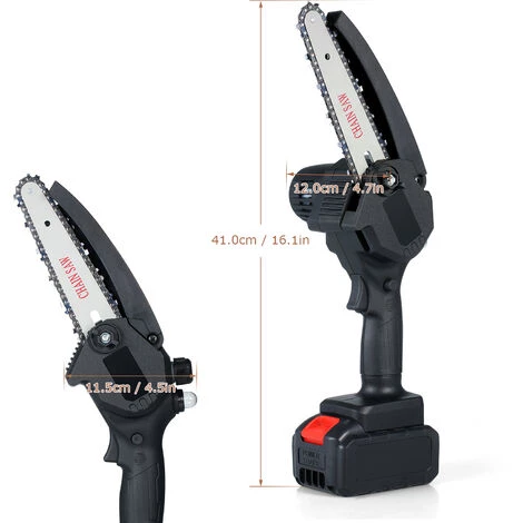 SUPERSELLER Scie à Chaîne électroportative Mini Tronçonneuse Sans Fil Portable 15, 2 Cm 21 V Tronçonneuses électriques Avec 2 Piles Pcs Tronçonneuse Portable à Une Main Pour L'exploitation Forestière Des Arbres De Jardin Couper La Coupe Du Bois De Buisson, Prise Brit 4 SUPERSELLER Scie à Chaîne électroportative Mini Tronçonneuse Sans Fil Portable 15, 2 Cm 21 V Tronçonneuses électriques Avec 2 Piles Pcs Tronçonneuse Portable à Une Main Pour L'exploitation Forestière Des Arbres De Jardin Couper La Coupe Du Bois De Buisson, Prise Brit – Image 4