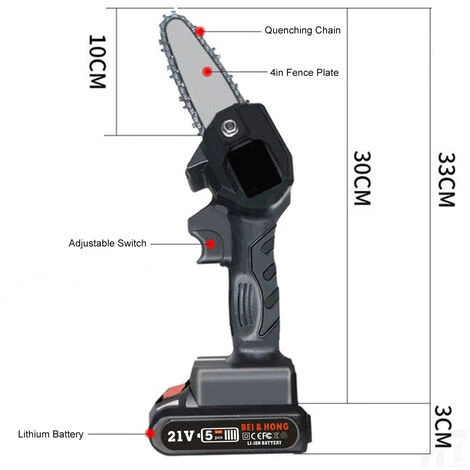 SUPERSELLER Scie à Chaîne électroportative 4in 550W Mini Tronçonneuse électrique Rechargeable Coupe-bois Sans Fil Portable Scie à Bois à Une Main Pour Jardinage élagage Coupe, UK Plug-Noir - UK Plug-Noir 3 SUPERSELLER Scie à Chaîne électroportative 4in 550W Mini Tronçonneuse électrique Rechargeable Coupe-bois Sans Fil Portable Scie à Bois à Une Main Pour Jardinage élagage Coupe, UK Plug-Noir - UK Plug-Noir – Image 3