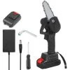 SUPERSELLER Scie à Chaîne électroportative Tronçonneuse Sans Fil 21V Avec Batterie 2.0Ah Et Chargeur Mini Scie à Chaîne électrique De 4 Pouces Pour Couper Le Bois, Couper Les Arbres, Travailler Le Bois, Prise EU Avec 1 Batterie - Prise EU Avec 1 Batterie