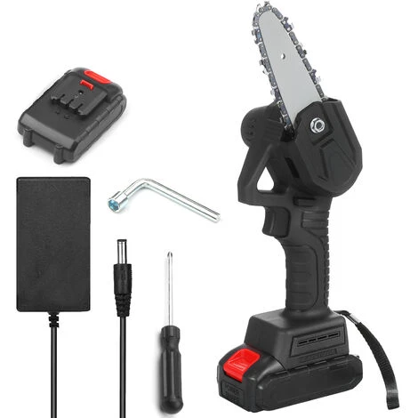 SUPERSELLER Scie à Chaîne électroportative Tronçonneuse Sans Fil 21V Avec Batterie 2.0Ah Et Chargeur Mini Scie à Chaîne électrique De 4 Pouces Pour Couper Le Bois, Couper Les Arbres, Travailler Le Bois, Prise EU Avec 1 Batterie - Prise EU Avec 1 Batterie 1 SUPERSELLER Scie à Chaîne électroportative Tronçonneuse Sans Fil 21V Avec Batterie 2.0Ah Et Chargeur Mini Scie à Chaîne électrique De 4 Pouces Pour Couper Le Bois, Couper Les Arbres, Travailler Le Bois, Prise EU Avec 1 Batterie - Prise EU Avec 1 Batterie