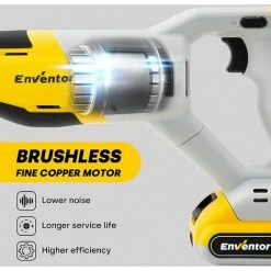 Scie Sabre Sans Fil, ENVENTOR 20V Brushless Scie Sabre à Batterie, 2 Batteries, 5 Lames De Scie, Vitesse Variable 0-3000RPM, Coupe Maximale 115 Mm, Idéal Pour Couper Bois, Métal, Plastique, Branches -Scie électrique portative Soldes 51273638 3