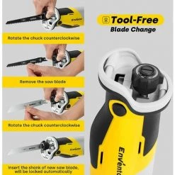 Scie Sabre Sans Fil, ENVENTOR 20V Brushless Scie Sabre à Batterie, 2 Batteries, 5 Lames De Scie, Vitesse Variable 0-3000RPM, Coupe Maximale 115 Mm, Idéal Pour Couper Bois, Métal, Plastique, Branches -Scie électrique portative Soldes 51273638 4