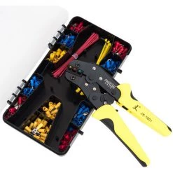 SUPERSELLER Pince à Sertir Et Coupe Cable électroportatif Le Kit D'outils De Sertissage Comprend Une Pince à Sertir à Cliquet 24-14 AWG 280 Connecteurs De Bornes De Fil Isolés 40 Attaches De Câble. -Scie électrique portative Soldes 51376271 3