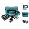 Makita DJV 182 RFJ Scie Sauteuse Pendulaire Sans Fil 18V, Sans Balai + 2x Batteries 3,0Ah + Chargeur + Makpac