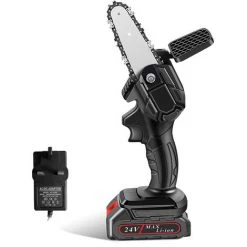 SUPERSELLER Scie à Chaîne électroportative Mini Tronçonneuse Portable Rechargeable Alimenté Tronçonneuse électrique Protable Tronçonneuse Coupe-bois Sécateur Tronçonneuse Pour Arbre De Noël Jardin Branche D'arbre Ranch Coupe De Bois, Prise Britannique - Prise Britann