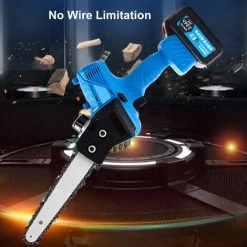 SUPERSELLER Scie à Chaîne électroportative Mini Tronçonneuse électrique Portative De 4, 7 Pouces Rechargeable Sans Fil Pour Le Travail Du Bois, Moteur Sans Balais, Coupe Rapide, Coupe-bois à Une Main Pour Le Jardinage, L'élagage, La Coupe, Prise UE - Prise UE -Scie électrique portative Soldes 51648251 4
