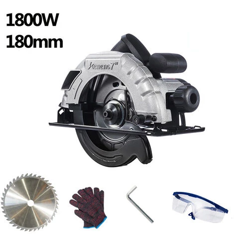 MERKMAK Scie Circulaire Electrique Reversible 1800W 180mm Profondeur De Coupe Reglable 60mm Avec Lame De Scie Cle Lunettes Et Gants 1 MERKMAK Scie Circulaire Electrique Reversible 1800W 180mm Profondeur De Coupe Reglable 60mm Avec Lame De Scie Cle Lunettes Et Gants