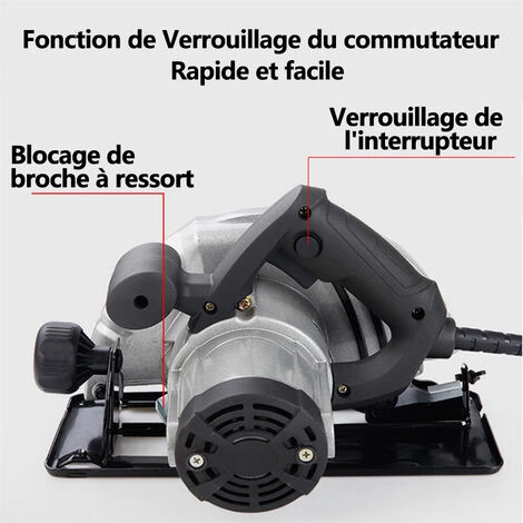 MERKMAK Scie Circulaire Electrique Reversible 1800W 180mm Profondeur De Coupe Reglable 60mm Avec Lame De Scie Cle Lunettes Et Gants 3 MERKMAK Scie Circulaire Electrique Reversible 1800W 180mm Profondeur De Coupe Reglable 60mm Avec Lame De Scie Cle Lunettes Et Gants – Image 3