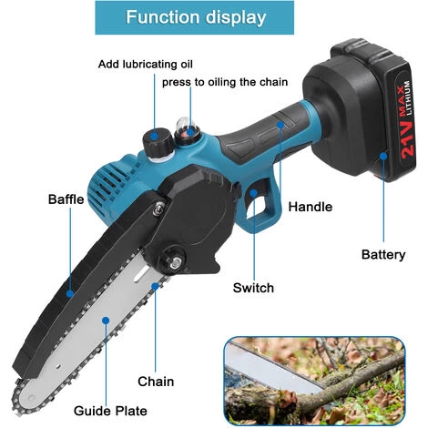 SUPERSELLER Scie à Chaîne électroportative 21V 4 Pouces + 6 Pouces + 8 Pouces Scies D'élagage électriques Portables Petit Bois Fendeur Tronçonneuse Brosse Moteur Outil De Travail Du Bois Pour Jardin Verger, Prise UE - Prise UE 3 SUPERSELLER Scie à Chaîne électroportative 21V 4 Pouces + 6 Pouces + 8 Pouces Scies D'élagage électriques Portables Petit Bois Fendeur Tronçonneuse Brosse Moteur Outil De Travail Du Bois Pour Jardin Verger, Prise UE - Prise UE – Image 3