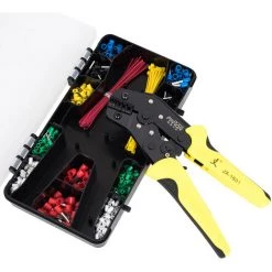 SUPERSELLER Pince à Sertir Et Coupe Cable électroportatif Le Kit D'outils De Sertissage Comprend Une Pince à Sertir à Cliquet 24-10 AWG 600 Connecteurs De Fil Isolés Des Bornes à Broches 40 Attaches De Câble. -Scie électrique portative Soldes 52503580 3