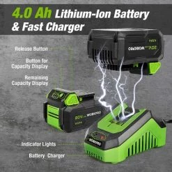 WORKPRO Scie Sabre Sans Fil 20V, Scie Sabre à Batterie 4,0Ah, Scie Alternative Sans Fil Avec 4 Lames De Scie, Idéal Pour Couper Bois, Métal Et PVC, Batterie Et Chargeur Inclus -Scie électrique portative Soldes 52508922 4