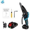 Scie électroportative 1200W Mini Tronçonneuse Onevan - Bleu - 6 Pouces Sans Fil Pour Makita - Avec 1 Batterie 128vf - Vitesse Réglable Pour La Coupe Du Bois
