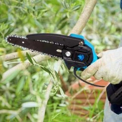 Scie électroportative 1200W Onevan Mini Tronçonneuse - Bleu - 6 Pouces Sans Fil Pour Makita - Avec 1 Batterie 128vf - Vitesse Réglable Pour La Coupe Du Bois -Scie électrique portative Soldes 52530742 5