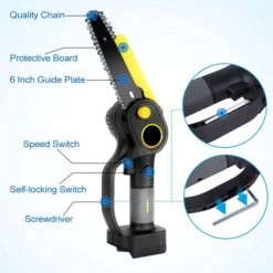 Scie à Chaîne électroportative Sans Fil Sans Brosse Mini Tronçonneuse Onevan - Jaune - 6 Pouces Pour Makita 18V - Sans Batterie Pour La Coupe Du Bois 8 Scie à Chaîne électroportative Sans Fil Sans Brosse Mini Tronçonneuse Onevan - Jaune - 6 Pouces Pour Makita 18V - Sans Batterie Pour La Coupe Du Bois -Scie électrique portative Soldes 52531072 4