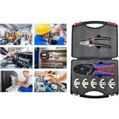 SUPERSELLER Pince à Sertir Et Coupe Cable électroportatif Kit D'outils De Sertissage à Changement Rapide Avec Boîte Pince à Sertir Multifonction à Cliquet Pour Cosses à Virole/nylon/isolées/non Isolées Connecteurs Thermorétractables Manchons D'extrémité De Câble Isol -Scie électrique portative Soldes 52543160 5