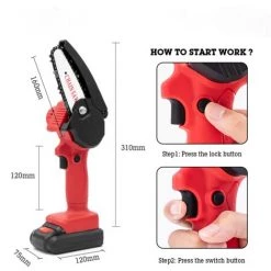 BENOBBY KIDS Tronçonneuse à Une Main Scie à Bûches De Jardin Batterie Au Lithium Chaîne Rouge Une Batterie Un Chargeur -Scie électrique portative Soldes 52555244 3
