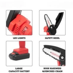 BENOBBY KIDS Tronçonneuse à Une Main Scie à Bûches De Jardin Batterie Au Lithium Chaîne Rouge Une Batterie Un Chargeur -Scie électrique portative Soldes 52555244 4
