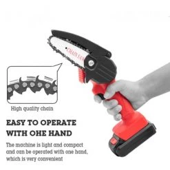 BENOBBY KIDS Tronçonneuse à Une Main Scie à Bûches De Jardin Batterie Au Lithium Chaîne Rouge Une Batterie Un Chargeur -Scie électrique portative Soldes 52555244 5