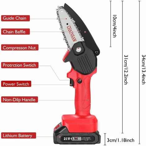 BENOBBY KIDS Tronçonneuse De Jardin électrique Portative Noire 1 Chargeur 1 Batterie (boîtier En Plastique) 4 BENOBBY KIDS Tronçonneuse De Jardin électrique Portative Noire 1 Chargeur 1 Batterie (boîtier En Plastique) – Image 4
