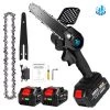 Scie à Chaîne électroportative Sans Fil Tronçonneuse à Batterie 1200W ONEVAN, Mini Tronçonneuse électrique 6 Pouces Pour Makita 18V, Vitesse Réglable Pour La Coupe Du Bois, Noir Avec 2 Batteries