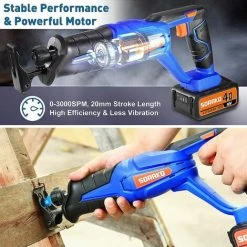 Scie Sabre Sans Fil 18V, SORAKO 4,0Ah Batterie,Vitesses 0-3000SPM, Changement De Lame Sans Outil 7 Scie Sabre Sans Fil 18V, SORAKO 4,0Ah Batterie,Vitesses 0-3000SPM, Changement De Lame Sans Outil -Scie électrique portative Soldes 53432696 3