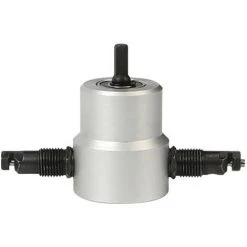 SUPERSELLER Grignoteuse De Tôle à Double Tête Pour Perceuse électrique Coupe-métal Pour Contreplaqué Plastique/fer/acier/aluminium/feuille De Cuivre Coupe Irrégulière Incurvée Droite - Argent & Noir - Argent & Noir