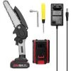 SUPERSELLER Scies D'élagage électriques Portables 21V 6 Pouces Petit Moteur De Brosse De Tronçonneuse à Fendre Le Bois Outil De Travail Du Bois à Une Main Pour Jardin Verger - Prise EU 2 Batteries