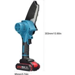 SUPERSELLER Scies D'élagage électriques Portables 21V 4 Pouces Petit Moteur De Brosse De Tronçonneuse à Fendre Le Bois Outil De Travail Du Bois à Une Main Pour Jardin Verger - Prise EU 2 Batteries -Scie électrique portative Soldes 53820087 5