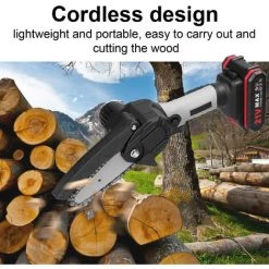 SUPERSELLER Scies D'élagage électriques Portables 21V 4 Pouces Petit Moteur De Brosse De Tronçonneuse à Fendre Le Bois Outil De Travail Du Bois à Une Main Pour Jardin Verger -Scie électrique portative Soldes 53820091 5