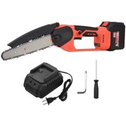 SUPERSELLER 21V Brushless Mini Tronçonneuse Sans Fil 8 Pouces Scie à Chaîne électrique Scie à Main 6.0Ah Batterie Rechargeable Chargeur Rapide Alimenté Branche D'arbre Sécateur Sécateur Outil De Jardin Pour Tailler Les Arbres Couper Le Bois - 8 Pouces EU Plug 1 Batte -Scie électrique portative Soldes 53820097 3