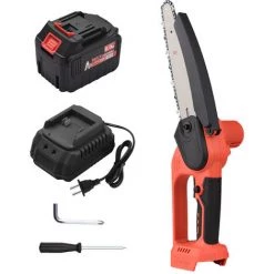 SUPERSELLER 21V Brushless Mini Tronçonneuse Sans Fil 8 Pouces Scie à Chaîne électrique Scie à Main 6.0Ah Batterie Rechargeable Chargeur Rapide Alimenté Branche D'arbre Sécateur Sécateur Outil De Jardin Pour Tailler Les Arbres Couper Le Bois - 8 Pouces EU Plug 1 Batte -Scie électrique portative Soldes 53820097 4