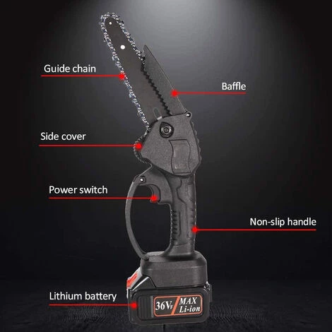 SUPERSELLER Scie à Chaîne électroportative Mini Tronçonneuse 15, 2 Cm Petite Tronçonneuse électrique Sans Fil Avec Batterie 2 X 3000 MAh Tronçonneuse Portable 36 V Rechargeable Avec Emballage En Boîte En Plastique, Noir 3 SUPERSELLER Scie à Chaîne électroportative Mini Tronçonneuse 15, 2 Cm Petite Tronçonneuse électrique Sans Fil Avec Batterie 2 X 3000 MAh Tronçonneuse Portable 36 V Rechargeable Avec Emballage En Boîte En Plastique, Noir – Image 3