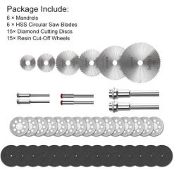 SUPERSELLER Jeu De 42 Roues De Coupe, Roues De Coupe En Résine Avec Mandrins, Lames De Scie Circulaire HSS Pour Bois, Verre, Plastique, Pierre, Métal - Noir Blanc -Scie électrique portative Soldes 54241495 3