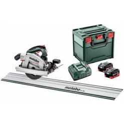 METABO® Metabo Scie Circulaire 18V Set KS 18 LTX 66 BL / 2x 8,0 Ah Batterie + Rail De Guidage