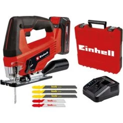 Einhell Scie Sauteuse Sans Fil TC-JS 18 Li Kit - Power X-Change (18V, 3 Lames Bois Et 2 Lames à Métaux Incluses) Livré Avec Batterie 2,5Ah Et Chargeur