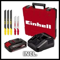 Einhell Scie Sauteuse Sans Fil TC-JS 18 Li Kit - Power X-Change (18V, 3 Lames Bois Et 2 Lames à Métaux Incluses) Livré Avec Batterie 2,5Ah Et Chargeur -Scie électrique portative Soldes 54817323 5