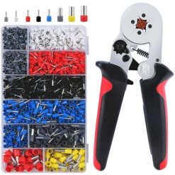 METERK Pince à Sertir Et Coupe Cable électroportatif Kit D'outils De Sertissage De Virole De Chromage (AWG 28-7) - Le Noir