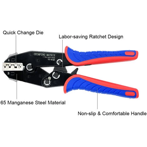 SUPERSELLER Pince à Sertir Et Coupe Cable électroportatif Outil De Sertissage à Changement Rapide 05-6 Mm² (20-10 AWG) Pince à Sertir Multifonction à Cliquet Pour Bornes Et Prises Non Isolées 4 SUPERSELLER Pince à Sertir Et Coupe Cable électroportatif Outil De Sertissage à Changement Rapide 05-6 Mm² (20-10 AWG) Pince à Sertir Multifonction à Cliquet Pour Bornes Et Prises Non Isolées – Image 4