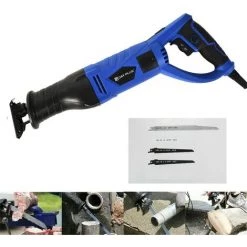 DAY PLUS Scie Sabre Avec Poignée Rotative à 180 °, Scie Alternative électrique Sétaire 750 W à 4 Lames, Scie électrique 2700 Tr/min Profondeur De Coupe Maximale 115 Mm Jeu De Scies à Main Pour Bois, Métal, Aluminium