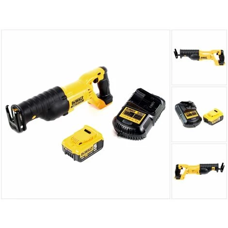 Dewalt DCS 380 18 V Scie Sabre Sans Fil + 1x Batterie DCB 184 5,0 Ah Li-Ion + Chargeur DCB 105 1 Dewalt DCS 380 18 V Scie Sabre Sans Fil + 1x Batterie DCB 184 5,0 Ah Li-Ion + Chargeur DCB 105