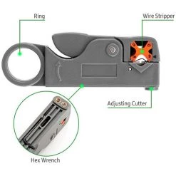 SUPERSELLER Pince à Sertir Et Coupe Cable électroportatif Ensemble D'outils De Câble Réseau Ensemble De Pinces à Sertir Pince à Câble Coaxial Pince à Dénuder Rotative Réglable Avec Connecteur F 20 Pièces, Noir - Noir -Scie électrique portative Soldes 56624940 4
