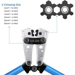 VIEWEE Pince à Sertir Réglable AWG 10-0 (6-50 Mm²) + Coupe-câble 70-0 Mm², Pince à Dénuder Coupe-câble De Batterie Kit De Pinces En Acier Professionnel Et Durable Pour électricien DIY -Scie électrique portative Soldes 57502911 5