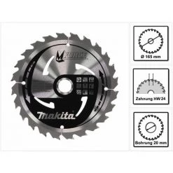 Makita M-FORCE Lame De Scie Circulaire Pour Bois 165 X 20 X 2 Mm, 24 Dents ( B-32007 )